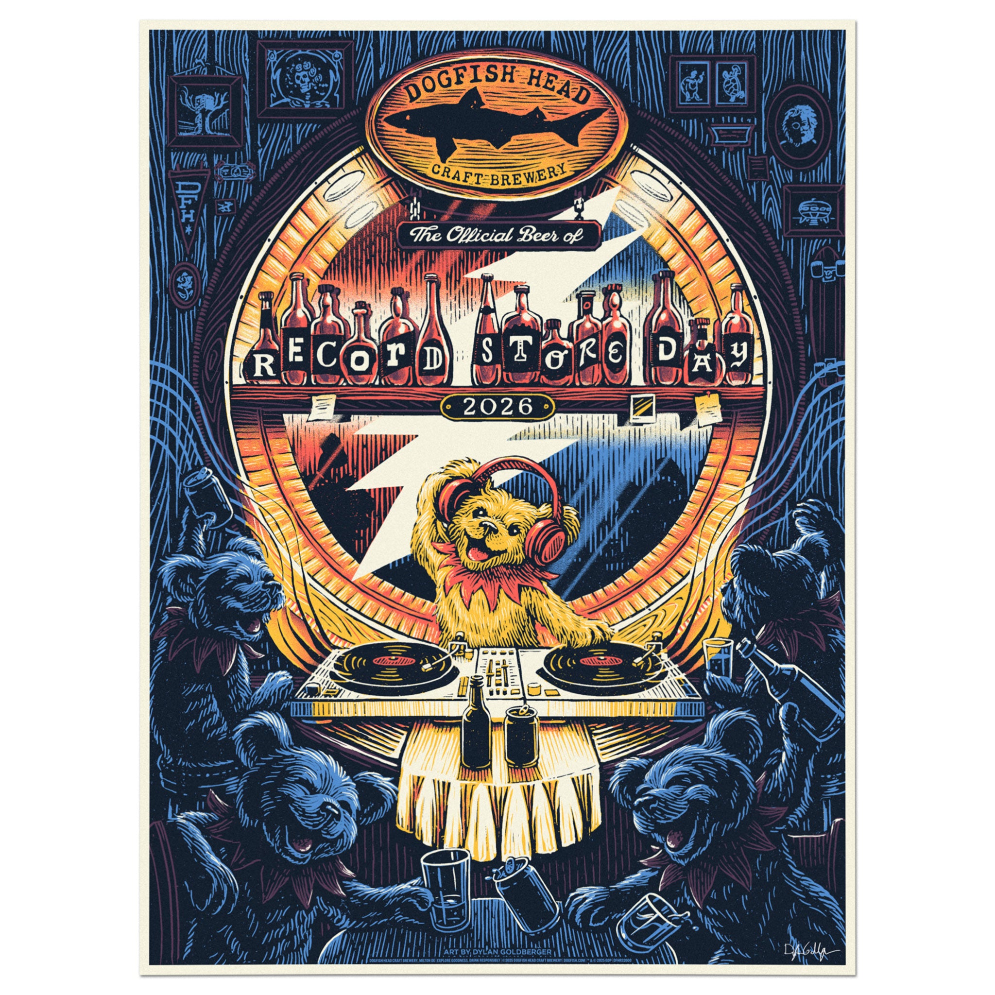 Record Store Day 2026 x Dogfish Head x Grateful Dead Poster by Dylan Goldberger