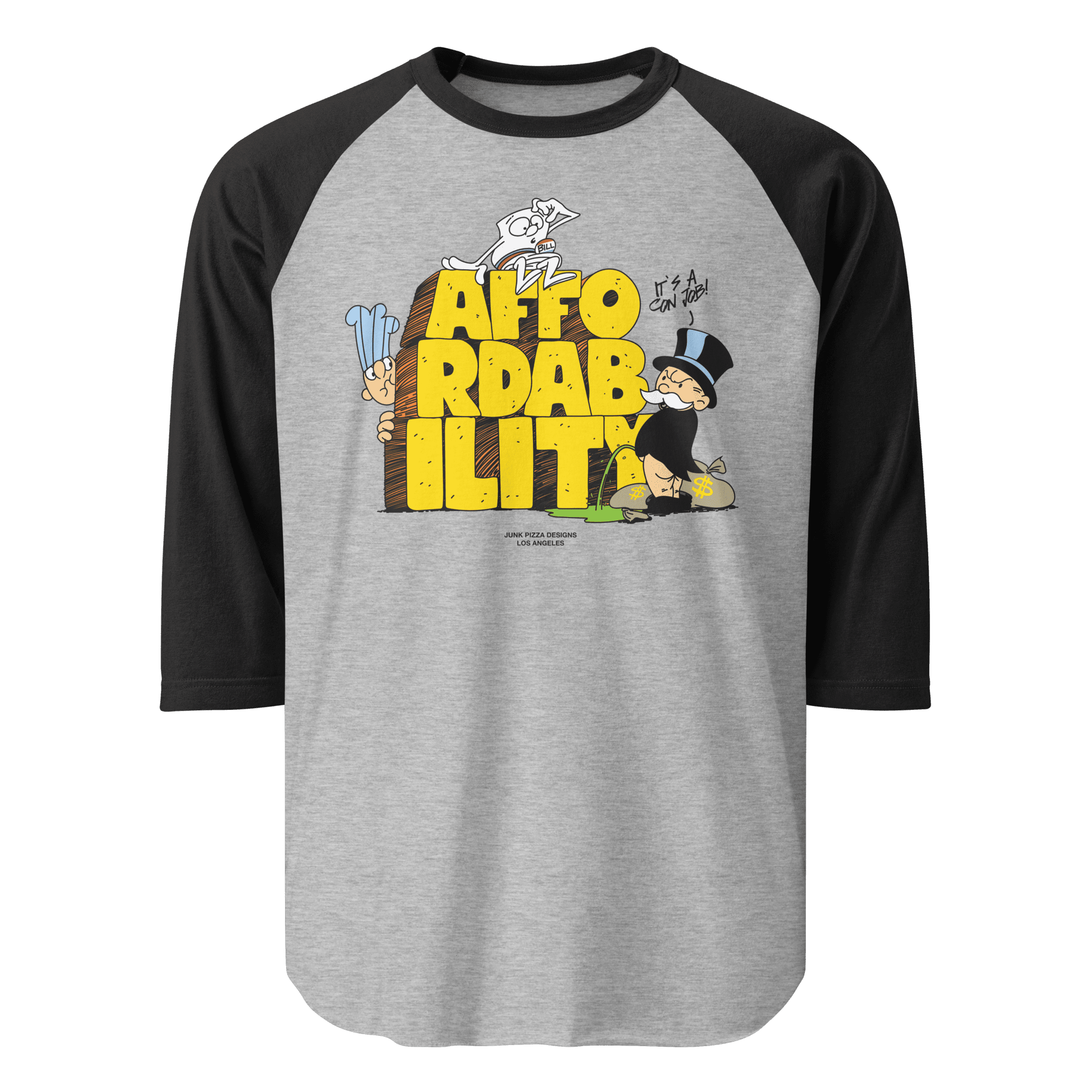 The Affordability Con 3/4 Sleeve Raglan Shirt by Gil Nevo